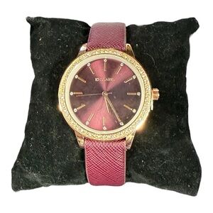 Kessaris Burgundy Rhinestone Watch | New Battery | NWT